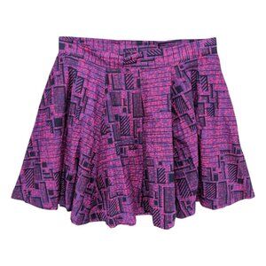 Francis Benedict Pleated Skirt Purple Geometric Knee Length Togo Africa Size L